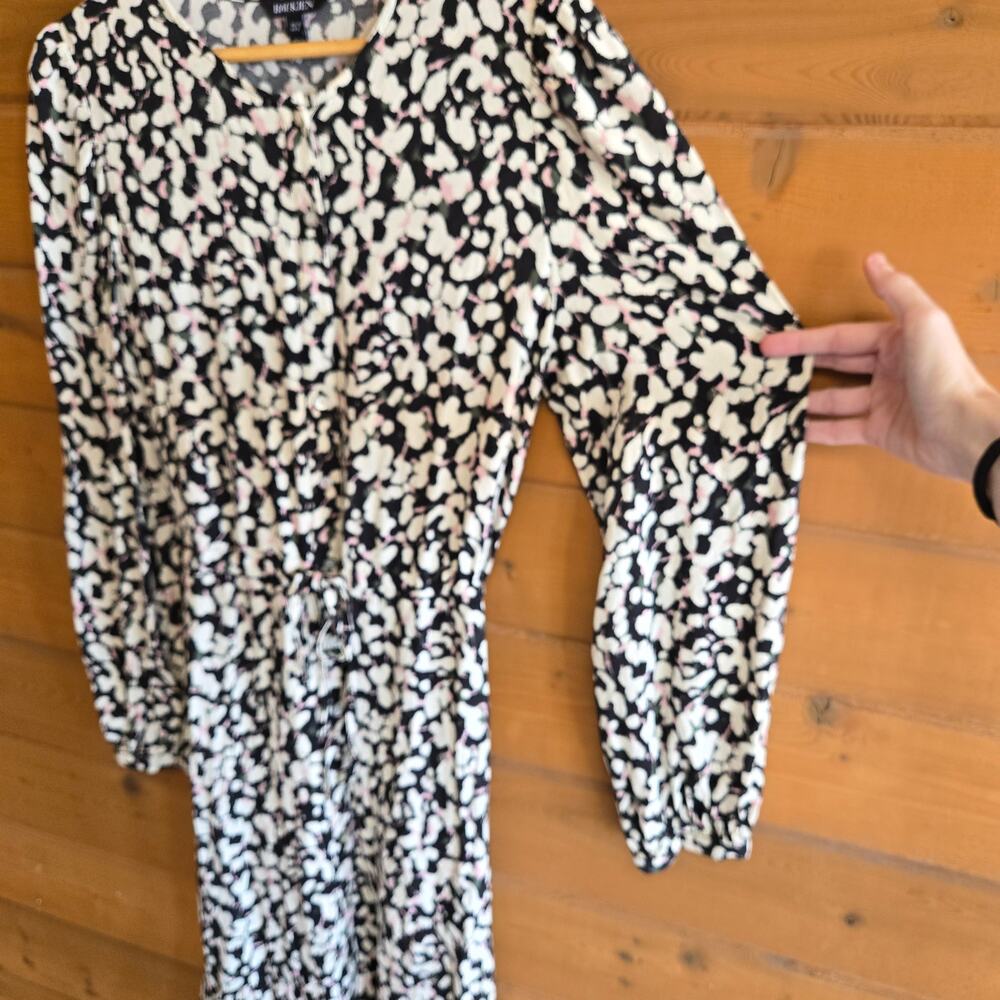 Baukjen Dress Ishya Viscose Midi Button Front Tie Waist Multicolor Boho 6 Flowy - Picture 5 of 6